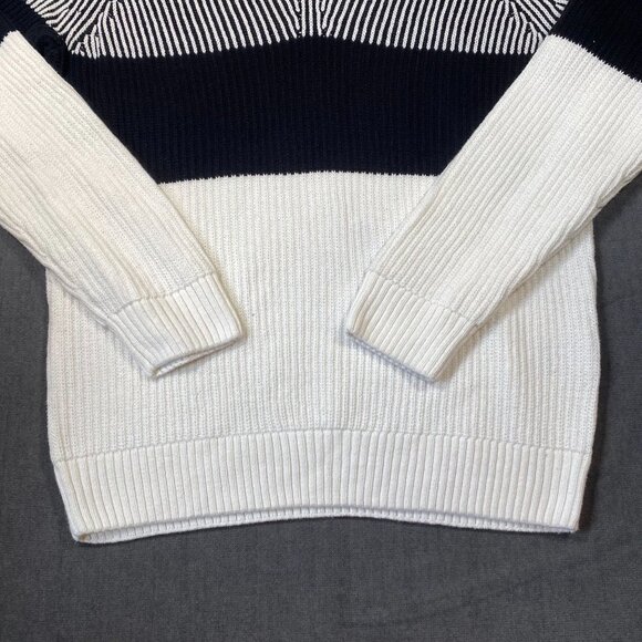 INC Striped Knit Pullover Hoodie Sweater For Men L Cotton Blend Black/White - Picture 5 of 9